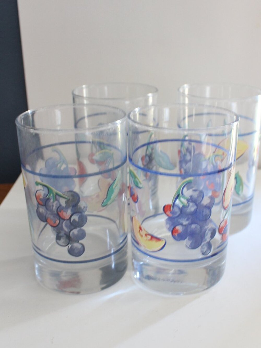 Corelle Fruit Basket Juice Glasses 4" Tall set of 4